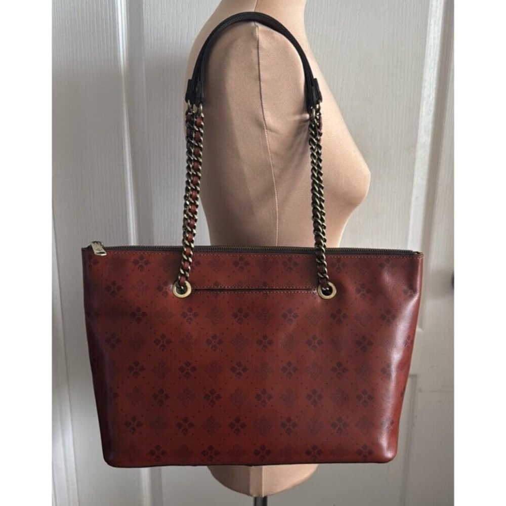 Patricia Nash Belle Tote Signature Print Leather Shoulder Bag Brown Tan NWT - Picture 5 of 16